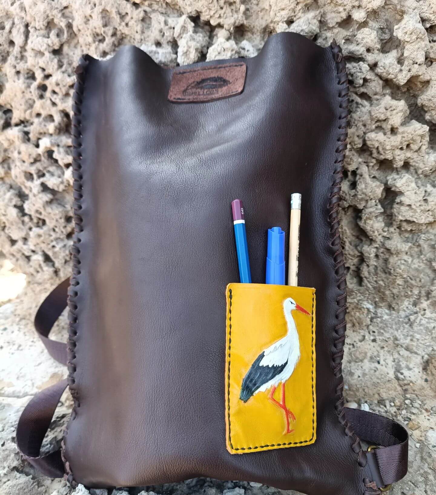 Mochila artesanal de cuero