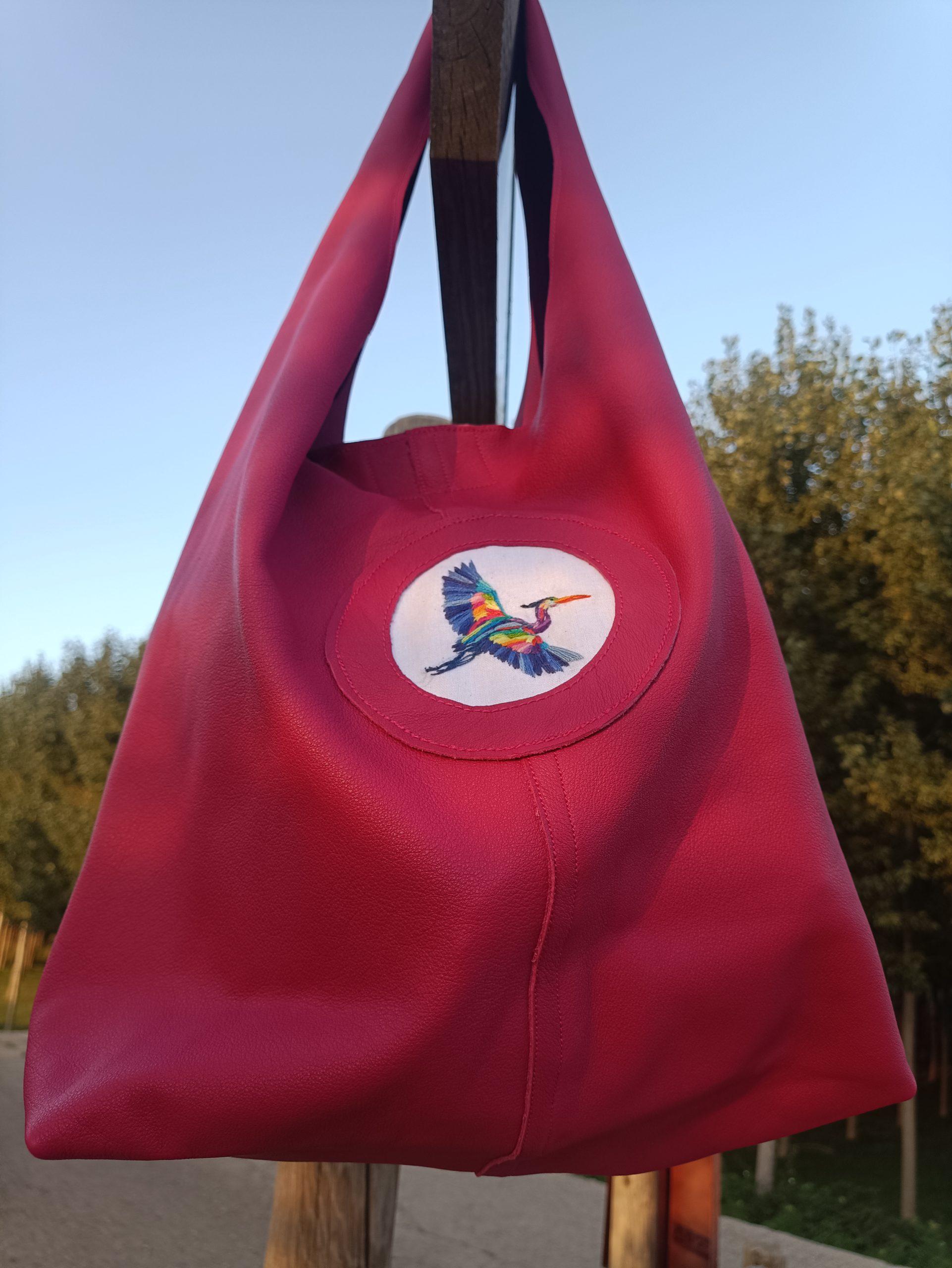 Bolso piel rosa garza